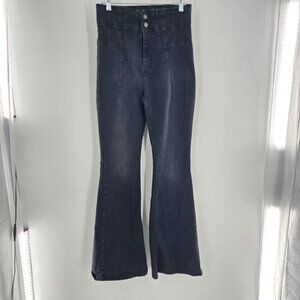 We The Free Jeans Women's 30 High Rise Flared Leg Black Stretch Denim Bellbottom